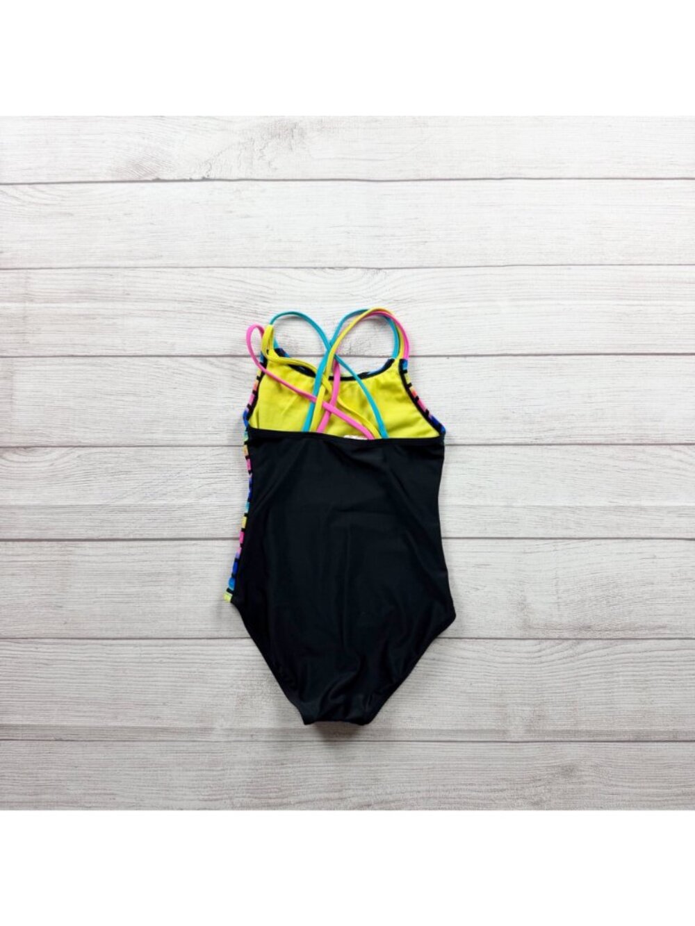 Cat & Jack Girls Multicolor Striped One Piece Swimsuit Crossback Straps S 6 6X - Picture 3 of 3